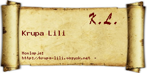 Krupa Lili névjegykártya